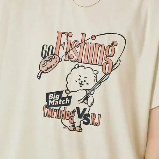 BT21 - RJ Go Fishing Short Sleeve T-Shirt - Image 3