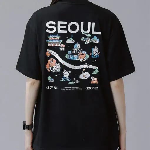 BT21 - Seoul Edition Short Sleeve T-Shirt VER.1 (Black)