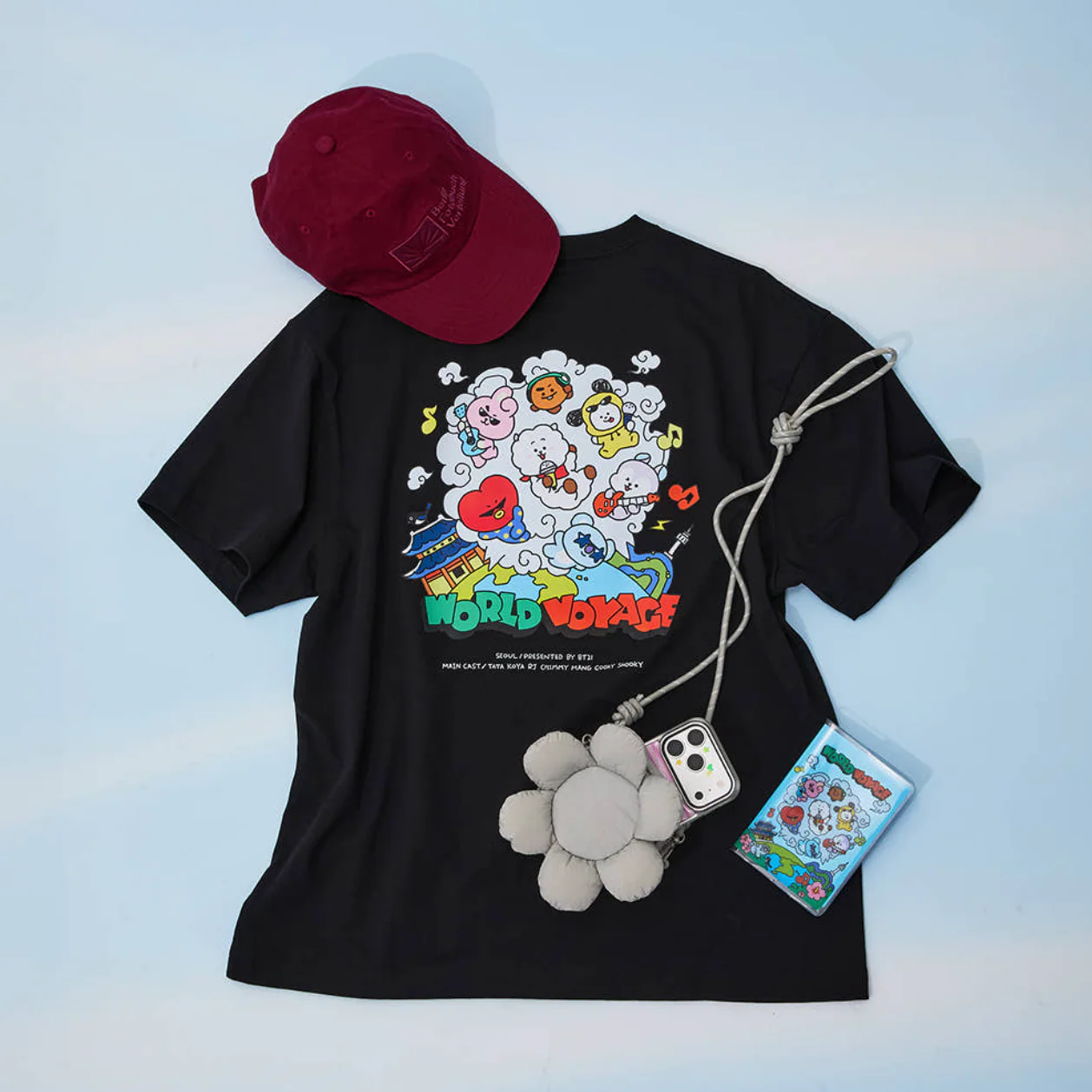 BT21: WORLD VOYAGE - Short Sleeve T-shirt (Black) - Image 5