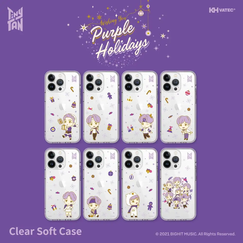 BTS - TinyTAN Purple Holidays Clear Soft Phone Case (Galaxy)