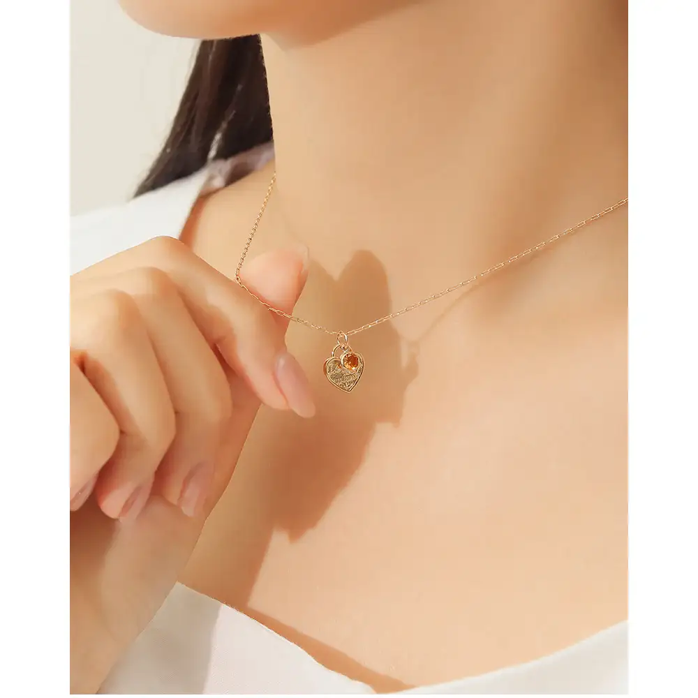 CLUE - 14K Gold Filled Eternal Citrine Stone Heart Necklace - Image 2