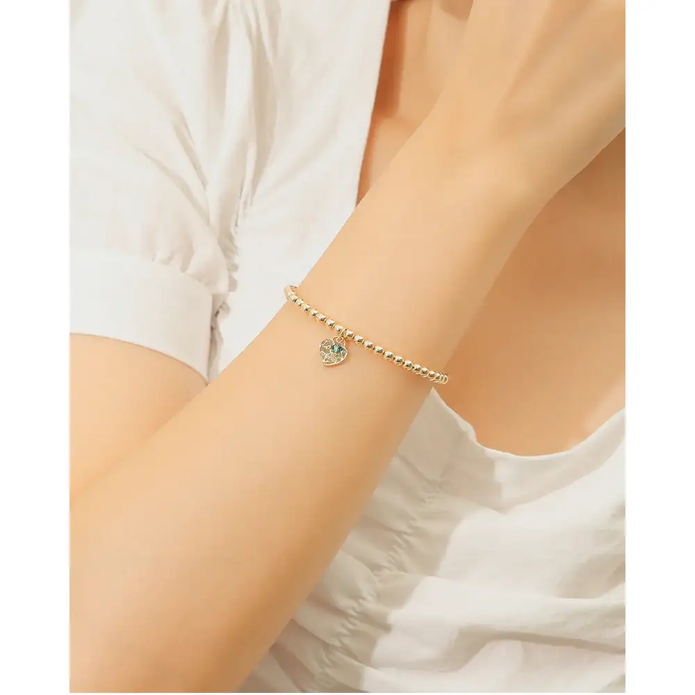 CLUE - 14K Gold Filled Eternal Emerald Stone Heart Bracelet - Image 3