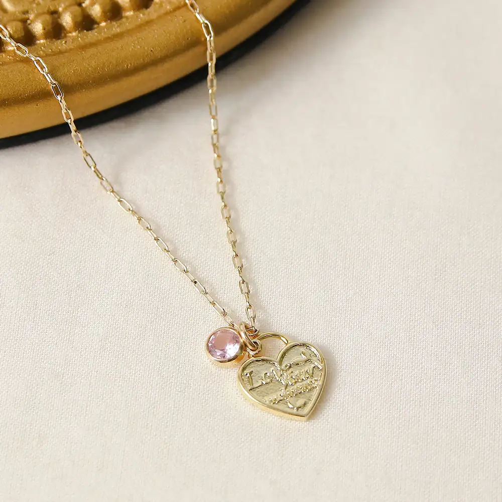 CLUE - 14K Gold Filled Eternal Tourmaline Stone Heart Necklace - Image 2