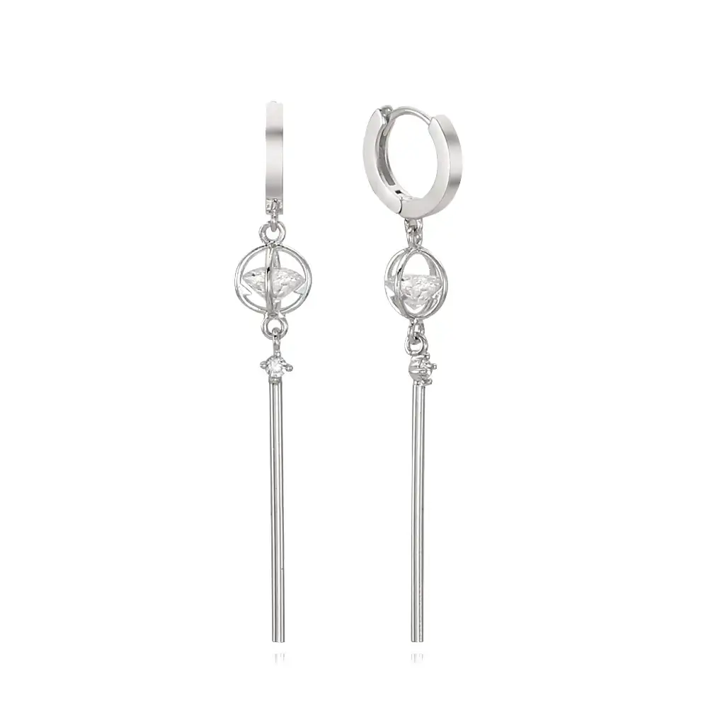 CLUE - Alli Cooling Cubic Ice Bar One-Touch Silver Earring - Image 3