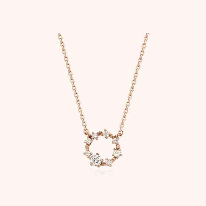 CLUE - Basic Cubic Round Rose Gold Necklace