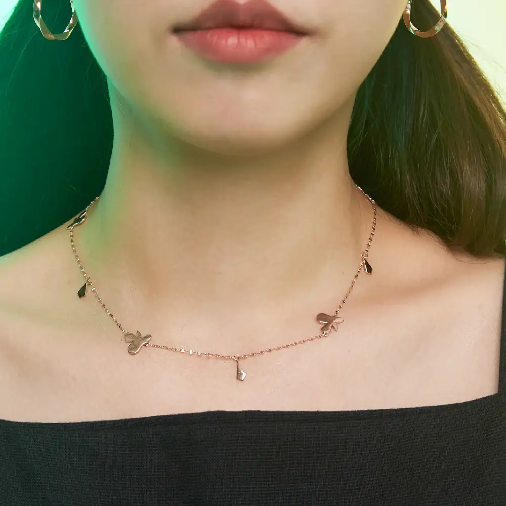 CLUE - Butterfly Link Chain Rose Gold Necklace - Image 3