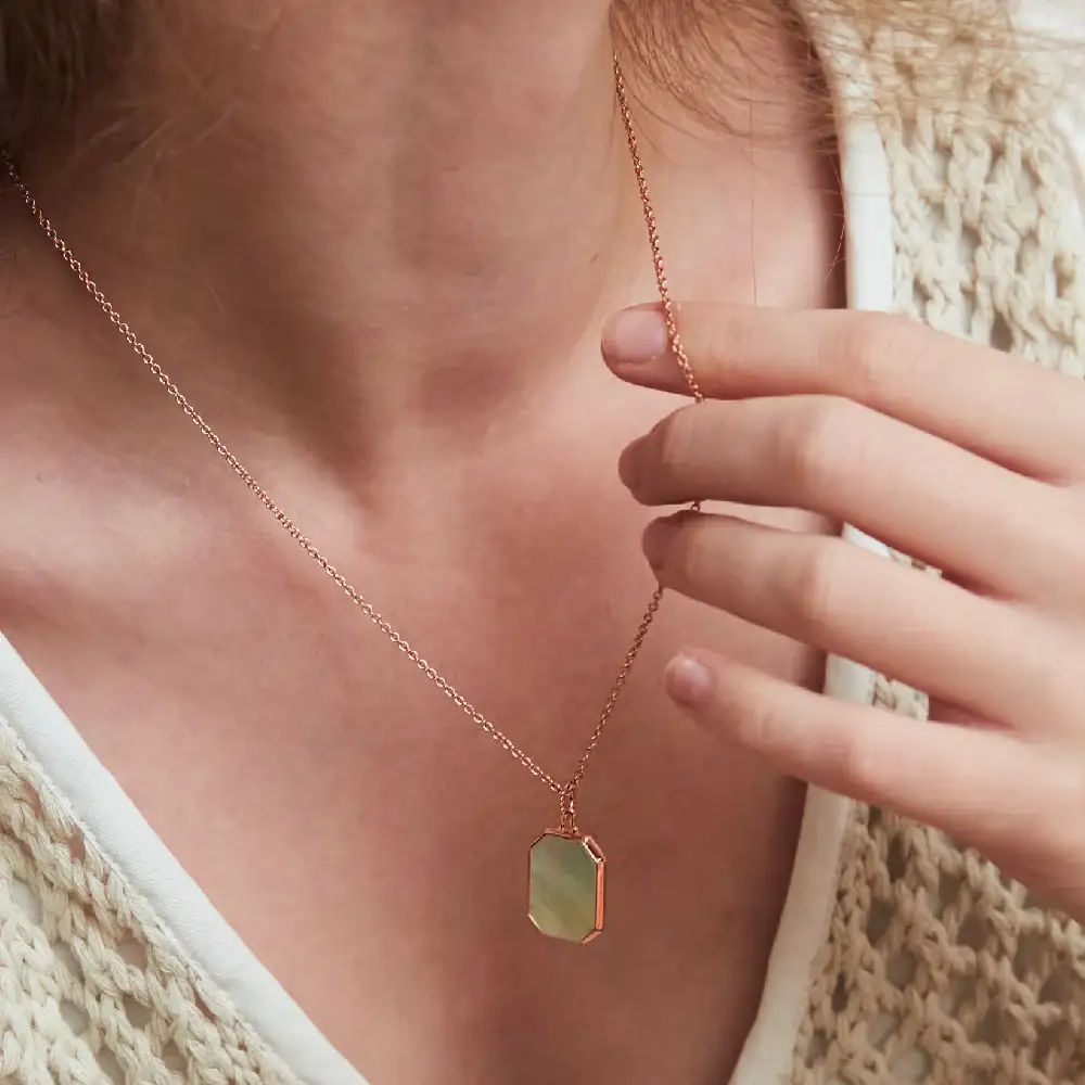 CLUE - C Collection Mother-of-Pearl Pendant Silver Necklace - Image 3