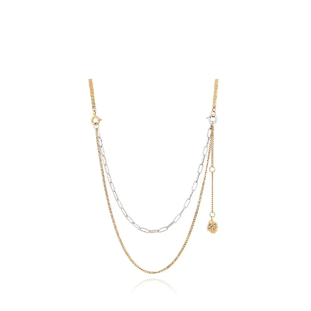 CLUE - C Collection Vintage Pendant Mix Chain Silver Necklace - Image 2