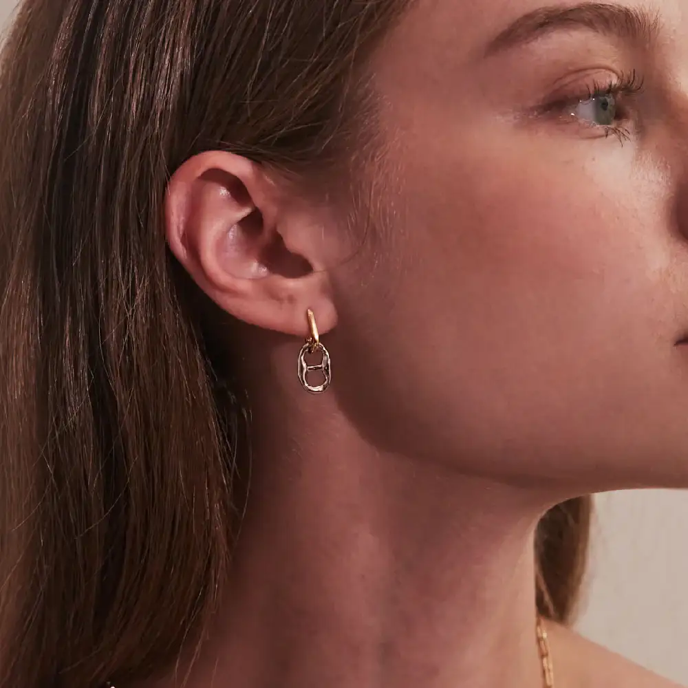 CLUE - Collection Iconic C Two-tone Silver Earrings - Image 3