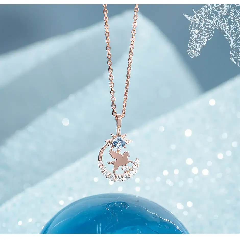 CLUE - Good Fortune November Flying Horse Silver Necklace - Image 2