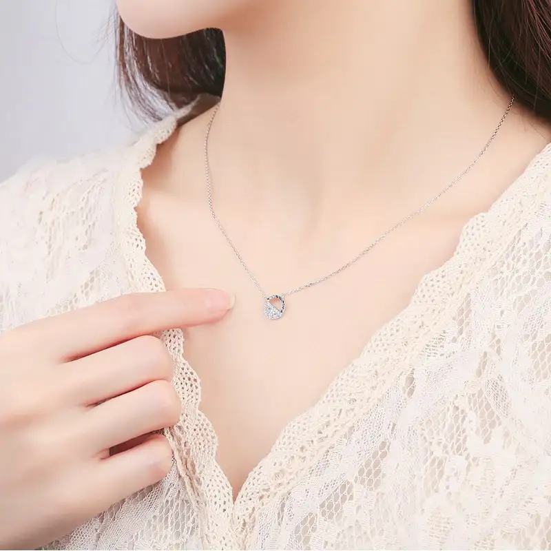 CLUE - Half Cubic Setting Silver Necklace - Image 2