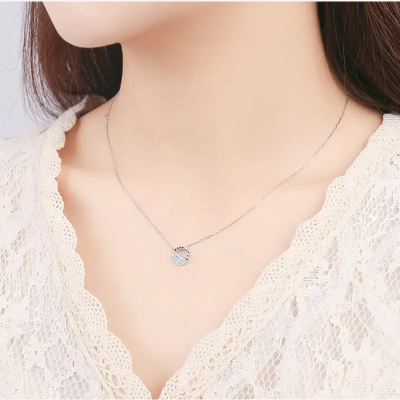 CLUE - Half Cubic Setting Silver Necklace - Image 3