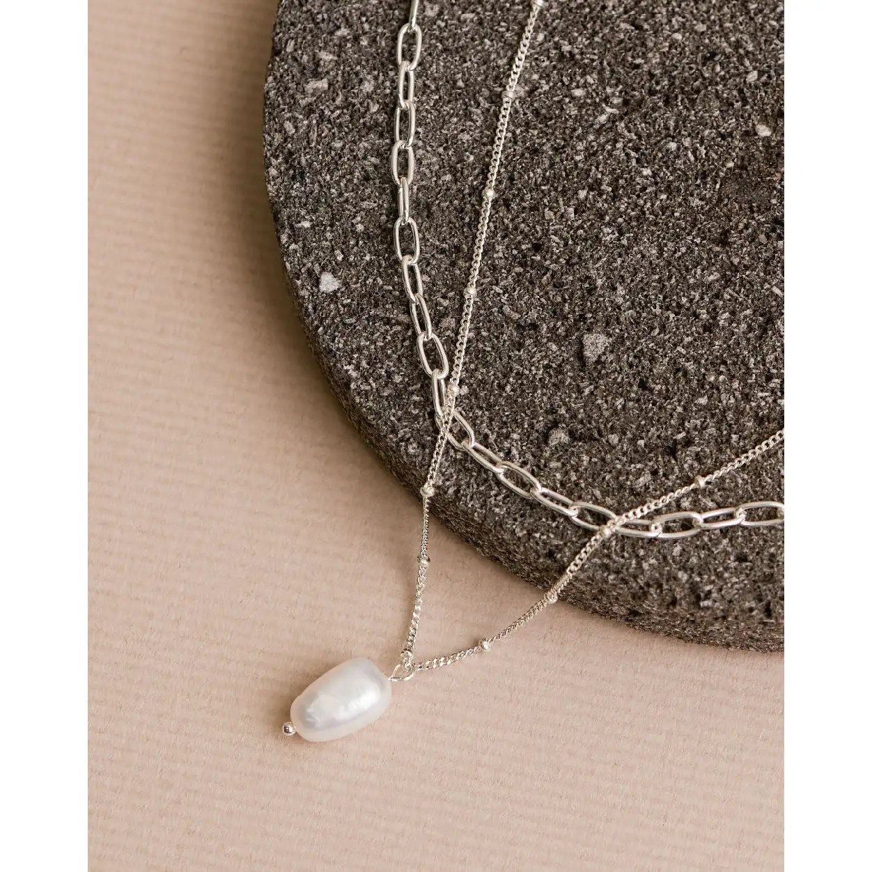 CLUE - Layered Freshwater Pearl Chain Necklace Set