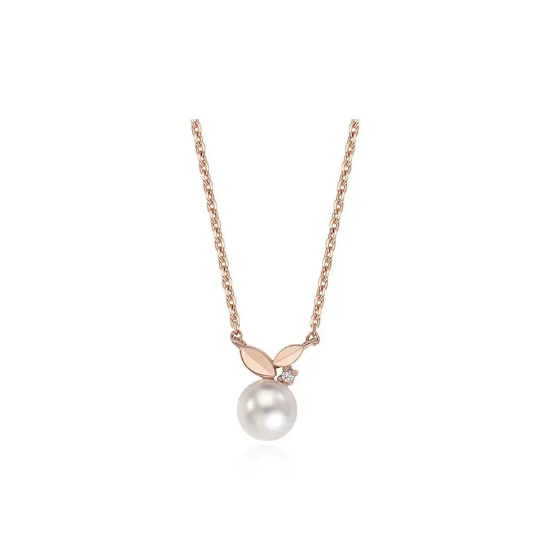 CLUE - Leafy Pearl Rose Gold Necklace