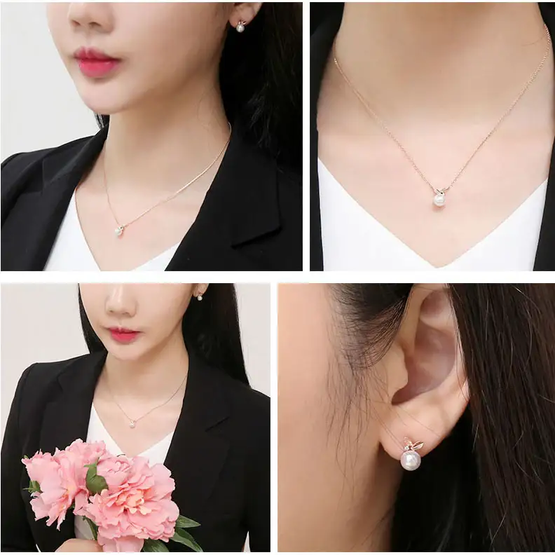 CLUE - Leafy Pearl Rose Gold Necklace - Image 2