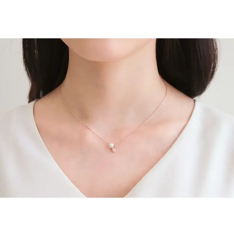 CLUE - Petite Heart Pearl Silver Necklace - Image 2