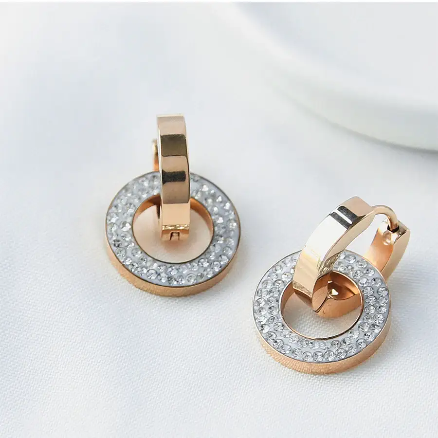 CLUE - Round Cubic Cross Surgical Steel One Touch Earrings