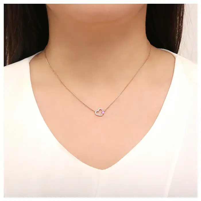 CLUE - Twin Hearts Rose Gold Necklace - Image 2