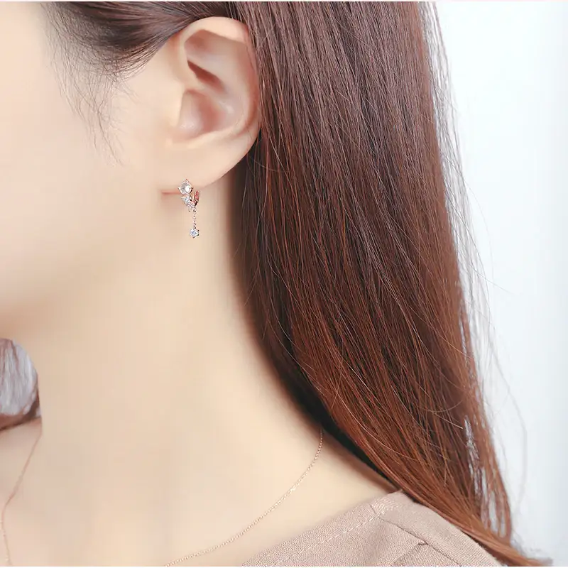 CLUE - Twinkle Drop One Touch Silver Earrings - Image 2