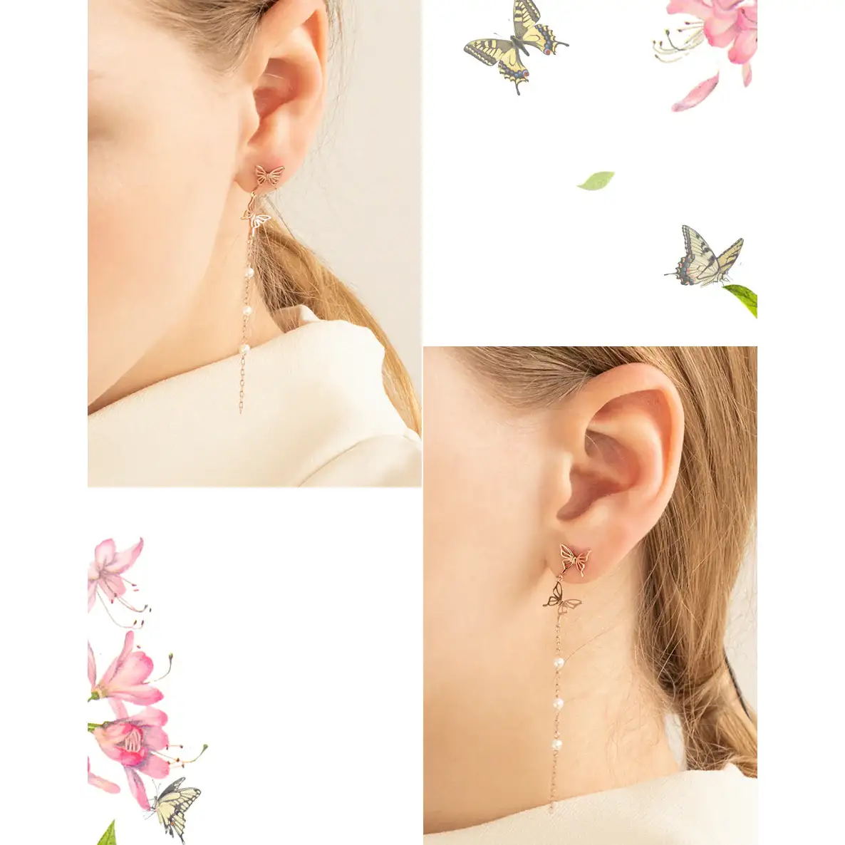 CLUE - Two-Way Butterfly Silver Drop Earrings - Image 2