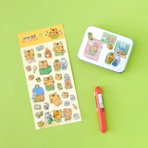 Coco the Timid Tiger -  PVC Chubby Coco Deco Sticker - Image 3