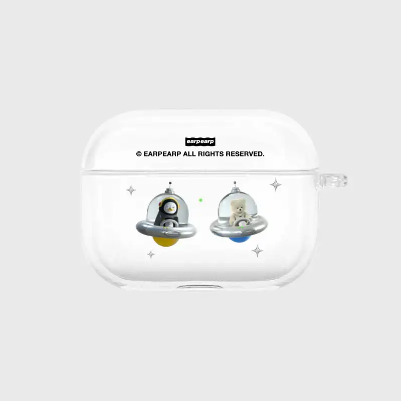 Earpearp x Pengsoo - Spaceship Friends AirPods Pro & AirPods 3 Clear Hard Case