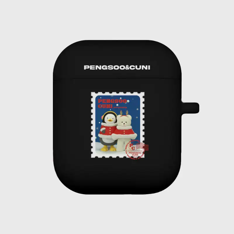 Earpearp x Pengsoo - Stamp Pengsoo and Cuni AirPods/AirPods Pro Clear Jelly Case (Black)