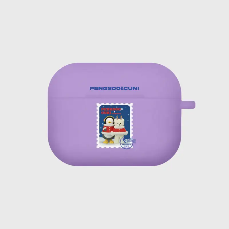 Earpearp x Pengsoo - Stamp Pengsoo and Cuni AirPods/AirPods Pro Clear Jelly Case (Purple) - Image 3