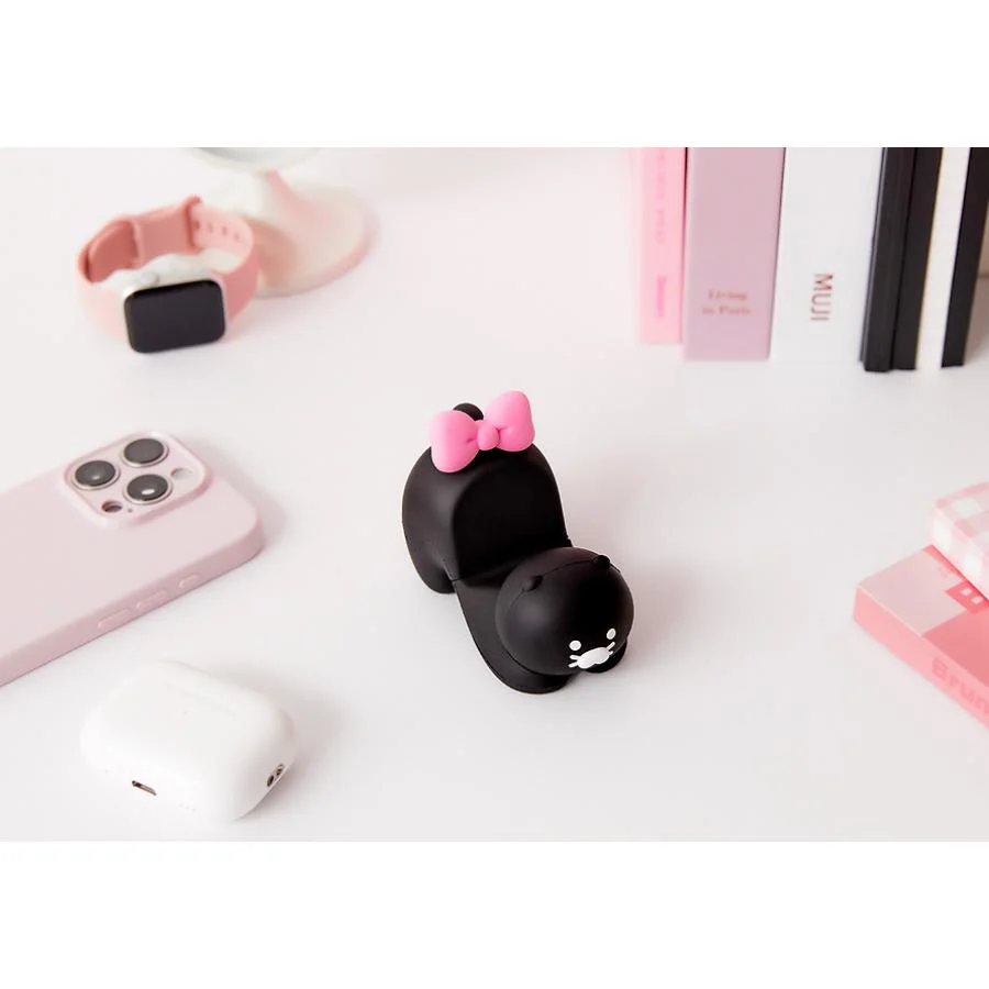 Kakao Friends - Black Choon Cell Phone Holder Figure (Choonsik) - Image 5