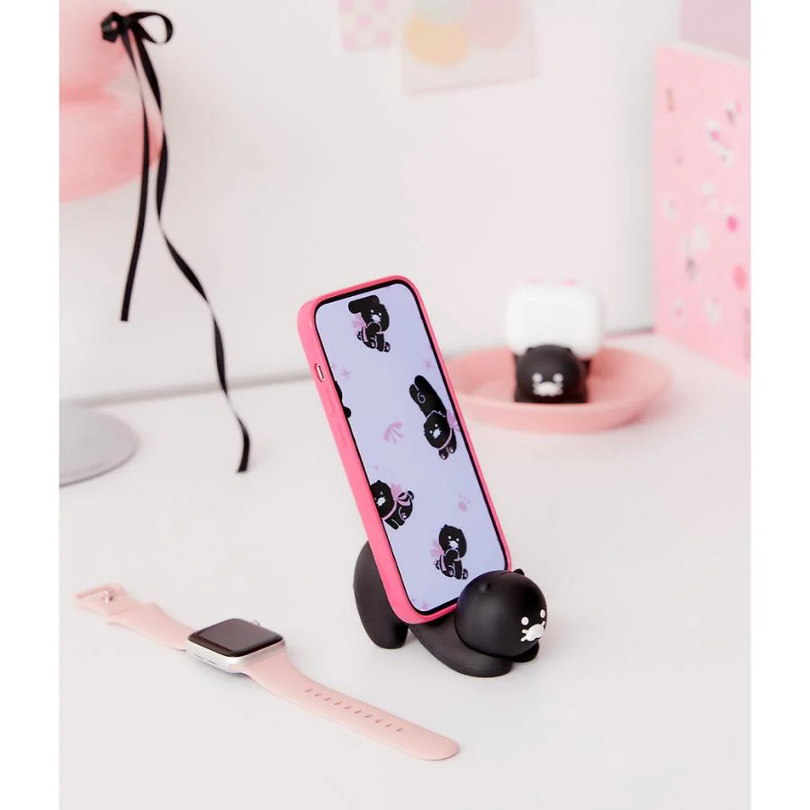 Kakao Friends - Black Choon Cell Phone Holder Figure (Choonsik) - Image 6