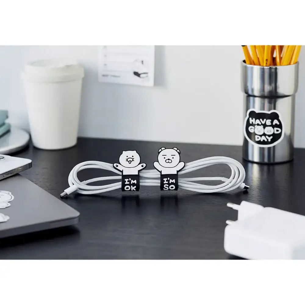 Kakao Friends - Black & White Cable Holder Set - Image 7