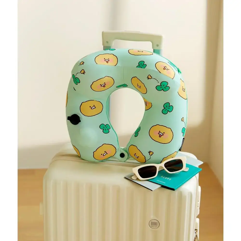 Kakao Friends - Choonsik Compact Air Pump Neck Cushion & Pouch Set - Image 4