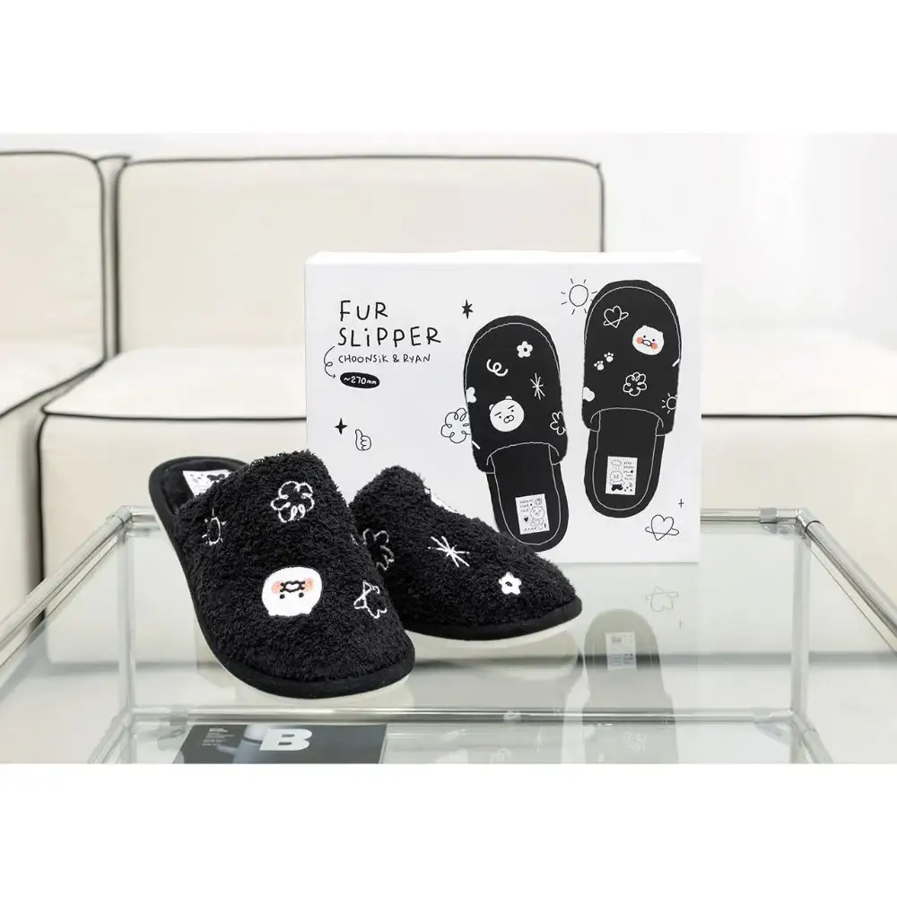 Kakao Friends - Doodle Doodle Ryan & Choonsik Fur Slippers - Image 11