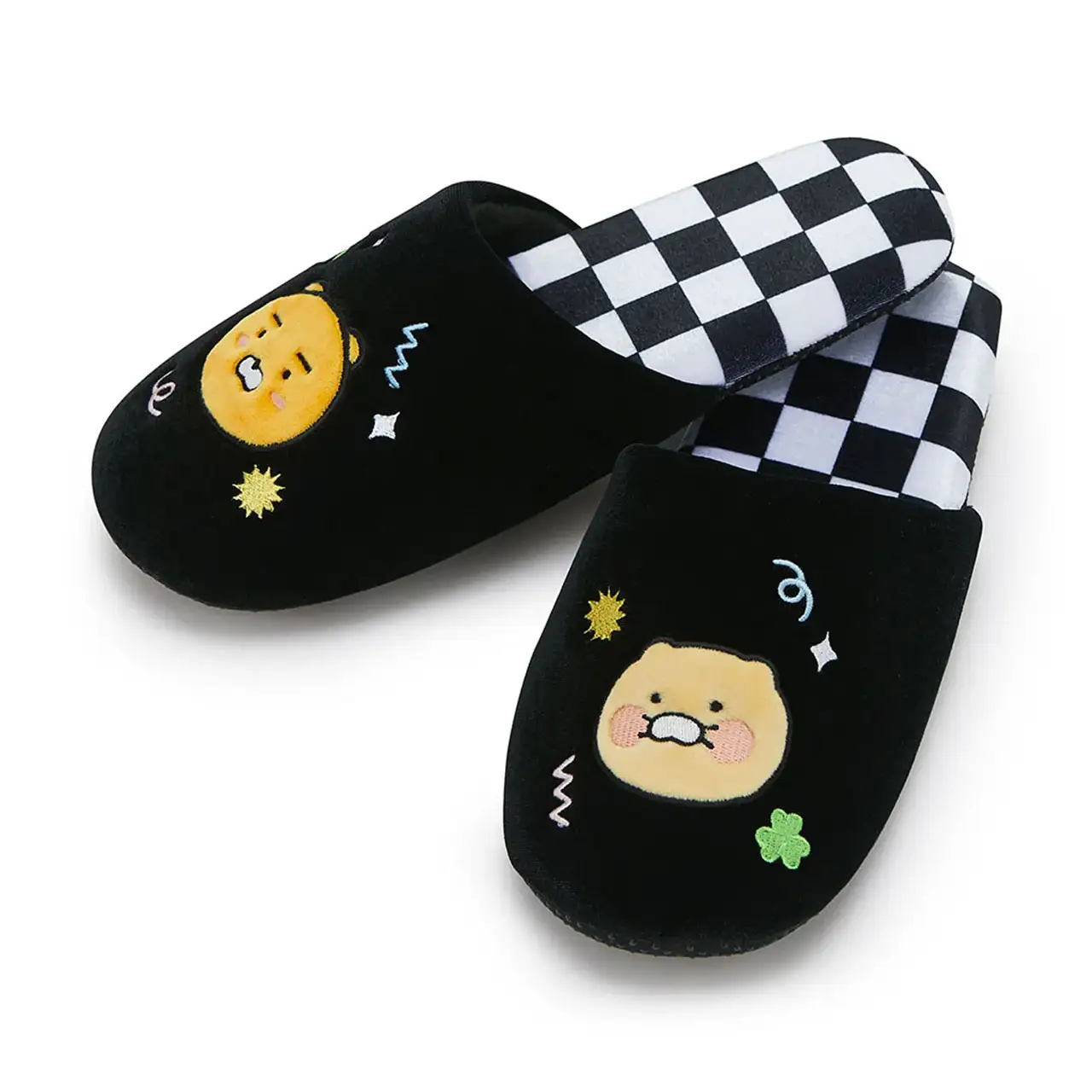 Kakao Friends - Every Yay! Ryan & Choonsik Checkerboard Slippers - Image 4