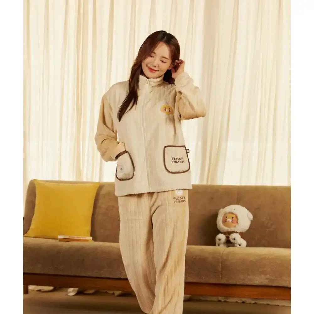 Kakao Friends - Floofy Friends Choonsik Zip-up Fleece Pajamas Set - Image 12