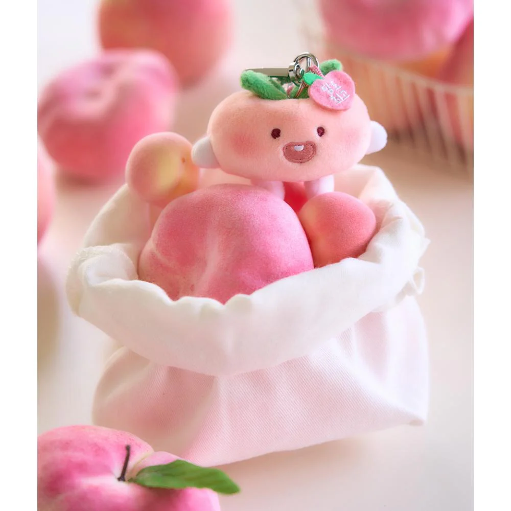 Kakao Friends - Peach Fresh Flat Peach Doll Keyring (Little Apeach) - Image 2