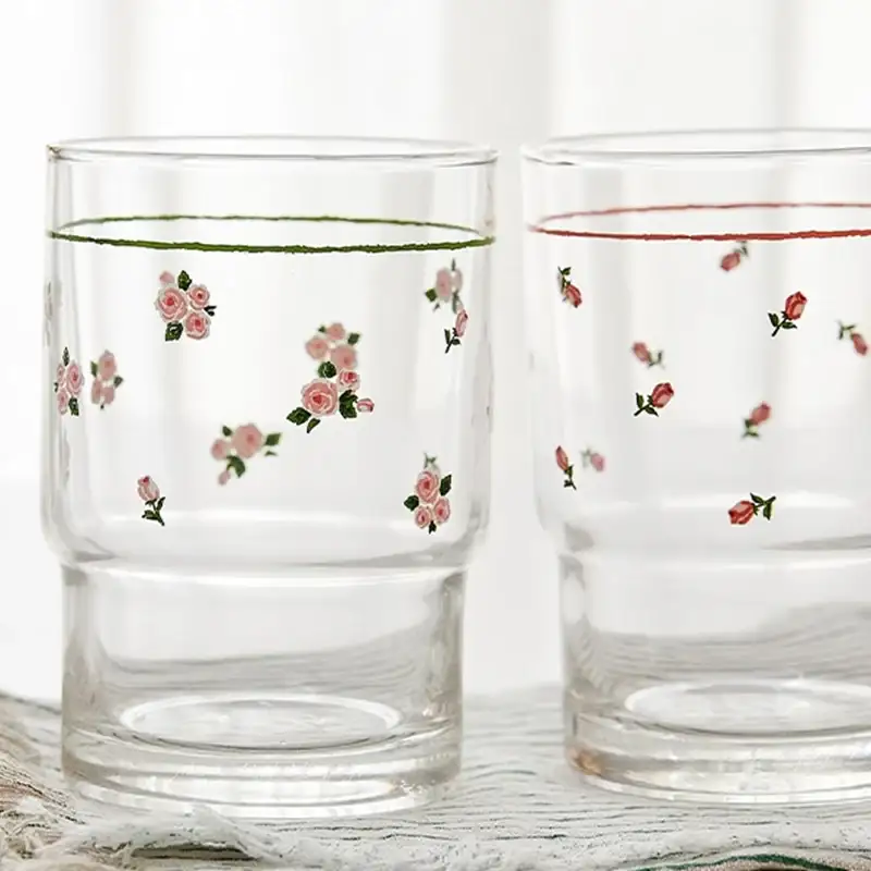 Korean L Rose in the Spring - Glass Cup 4P SET - Image 6
