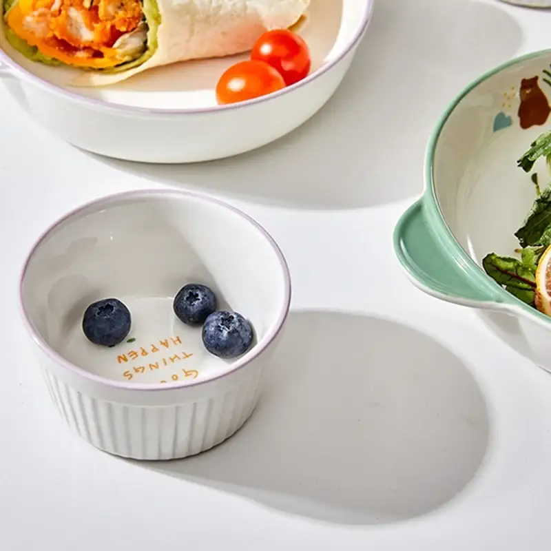 Korean Little Buddy Pom Pom - Two-Handled Bowl and Sauce Bowl 4P Set - Image 5