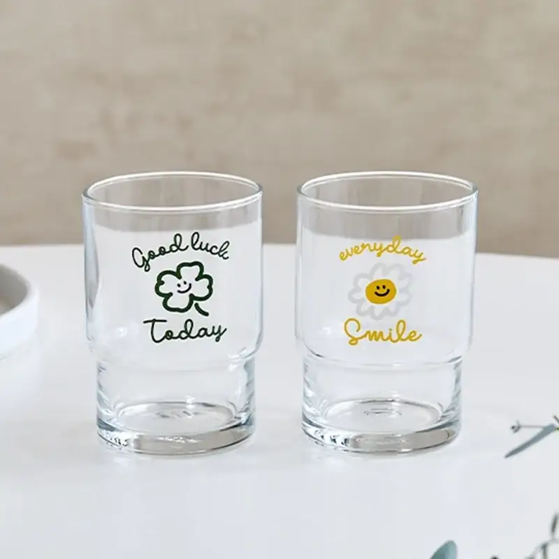 Korean Mine Lettering - Glass Cup 2P Set