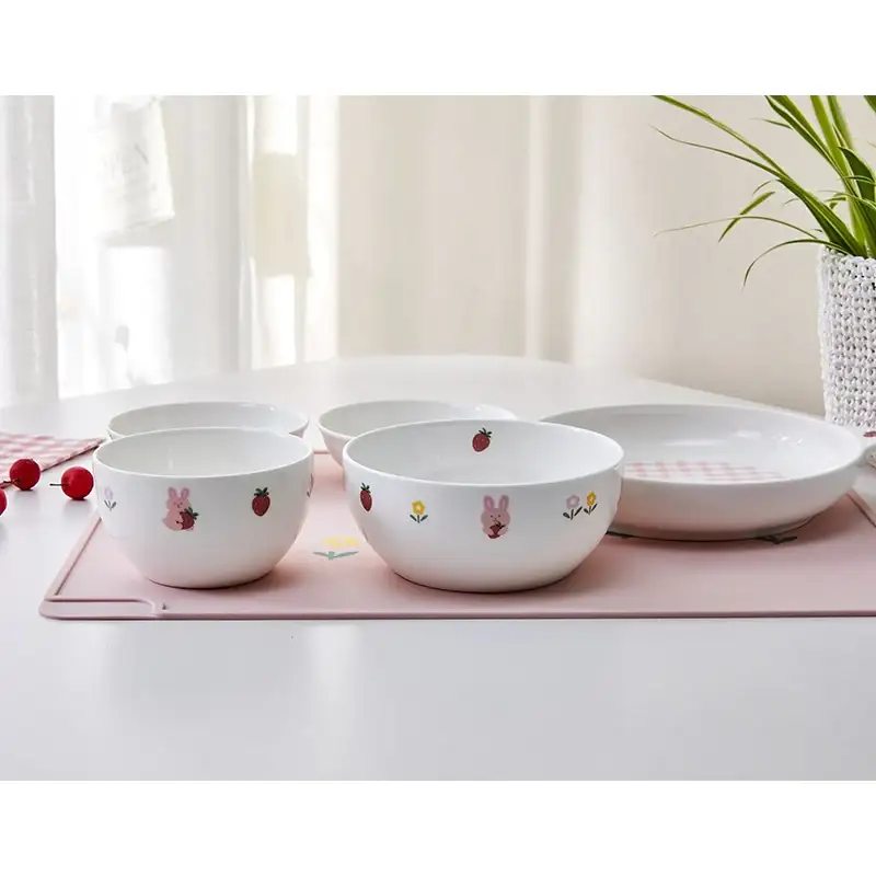 Korean ON - Berry Bunny Bone China Kids Tableware 6P SET - Image 4