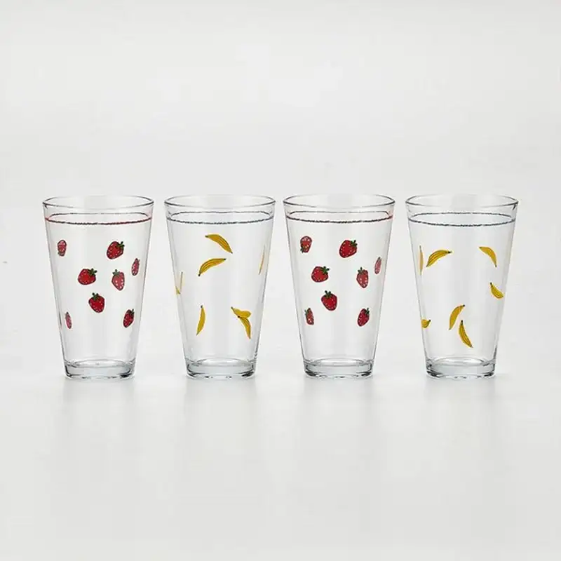 Korean ON - Strawberry Banana Glass Cup 4P Set