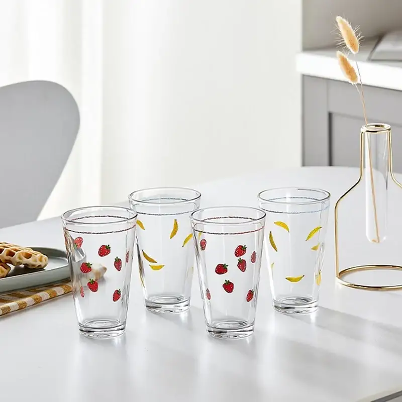 Korean ON - Strawberry Banana Glass Cup 4P Set - Image 2