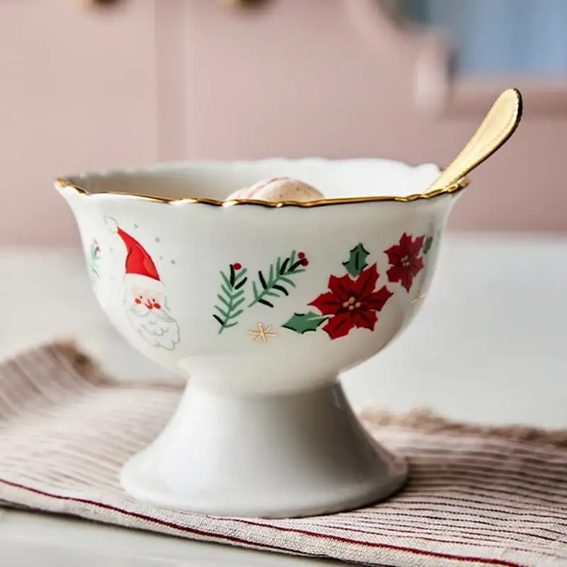 Korean Winter Story - Scallop Gold Rim Dessert Bowl - Image 3