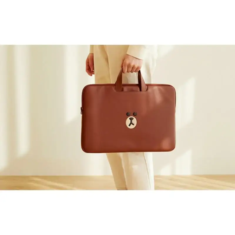Line Friends - Brown Leather-like Tablet and Laptop Pouch - Image 19
