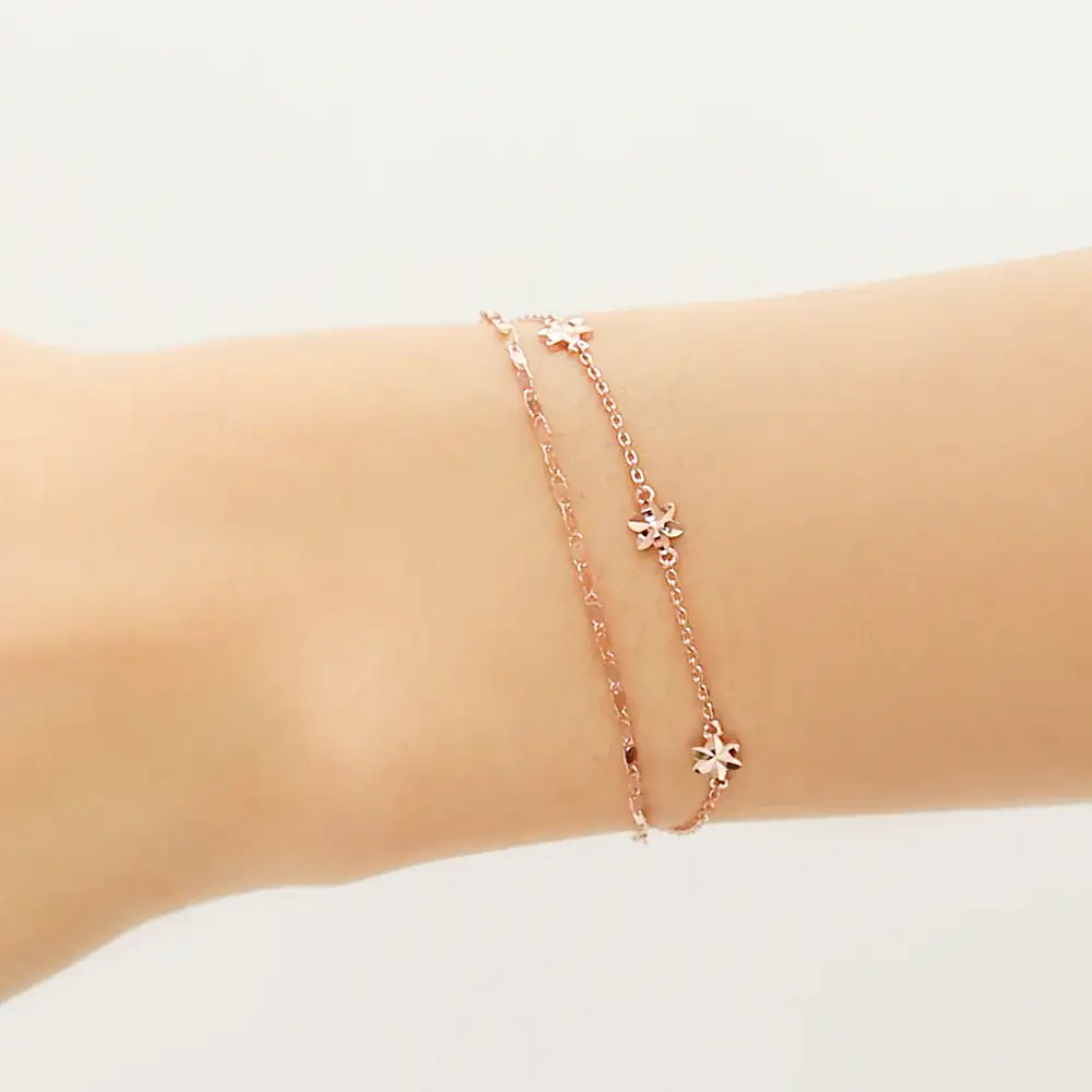 OST - 7-Star Charm Double Chain Rose Gold Bracelet
