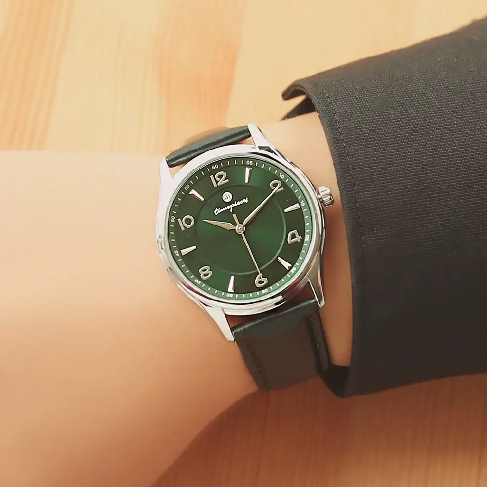 OST - Classic Deep Green Men's Couple Leather Watch - Image 4
