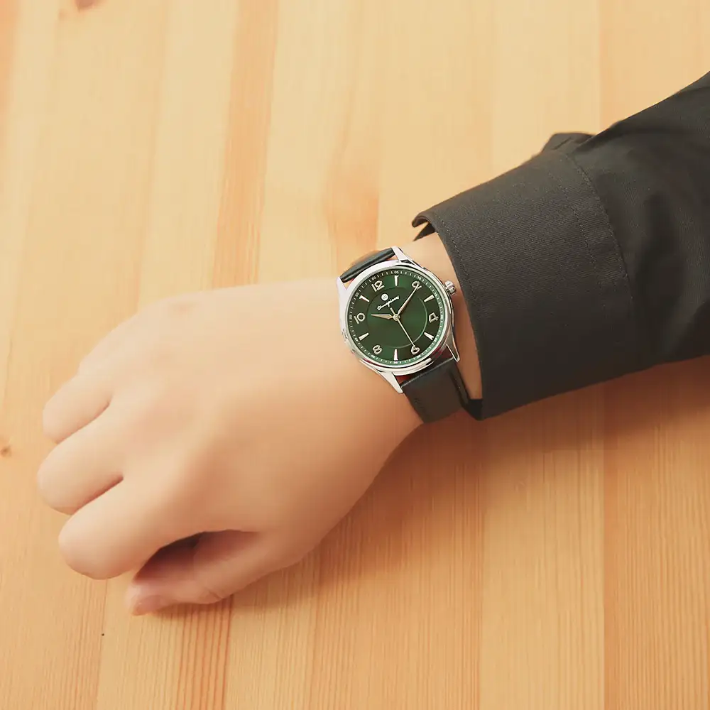 OST - Classic Deep Green Men's Couple Leather Watch - Image 5