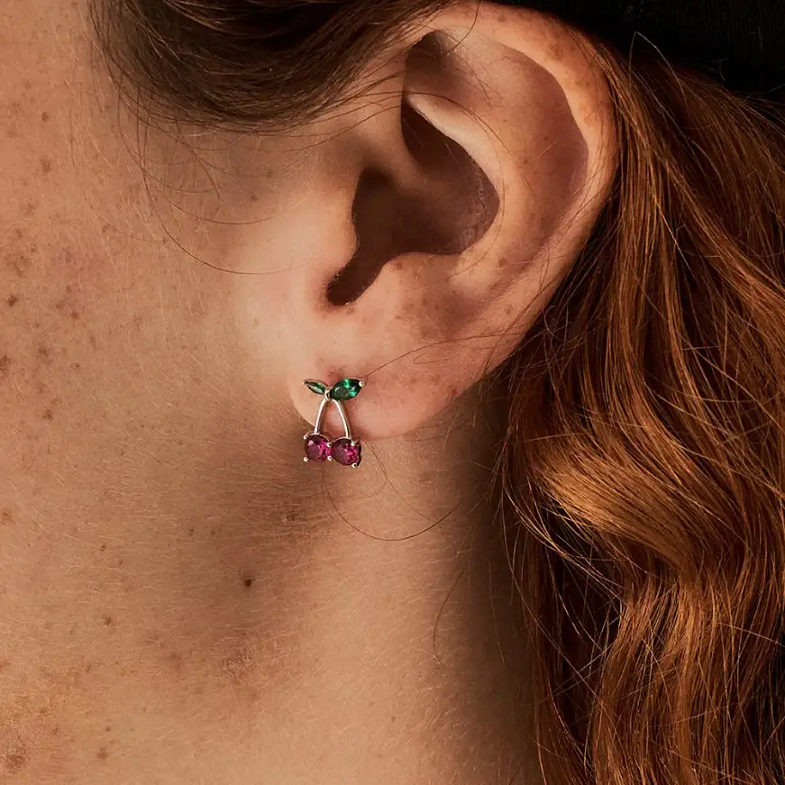 OST - Colorful Cherish Cherry Silver Earrings - Image 3