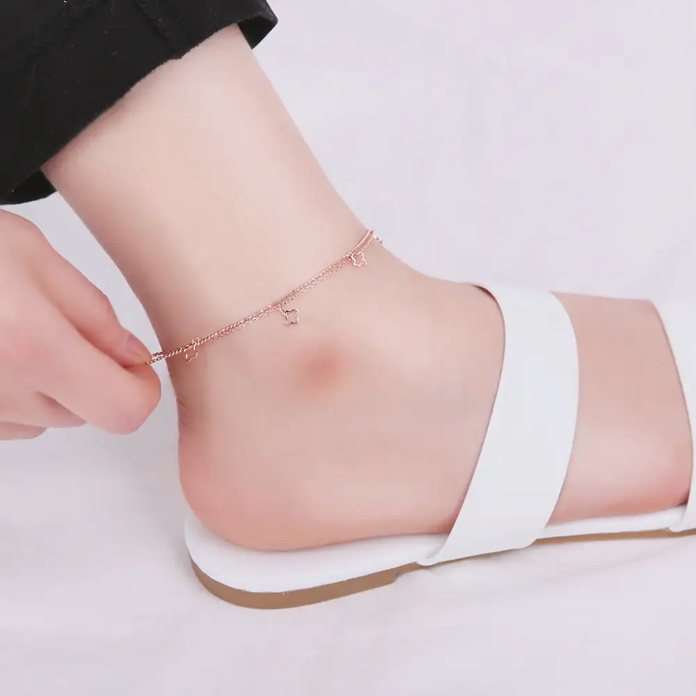OST - Double Chain Cutie Flower Ring Anklet - Image 4