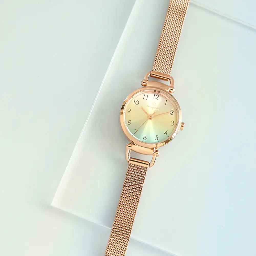 OST - Dreams and Luck Lemon Mint Rose Gold Women's Mesh Watch - Image 6